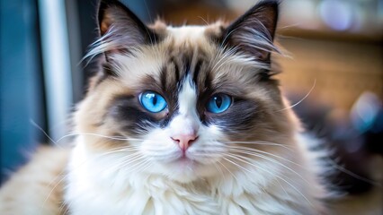 Beautiful Young Purebred Ragdoll Cat With Blue Eyes