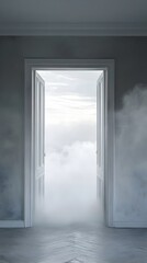 Minimal Room with Mystical Fog Filled Doorway Passage