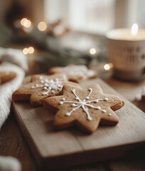 Christmas gingerbread cookies on table