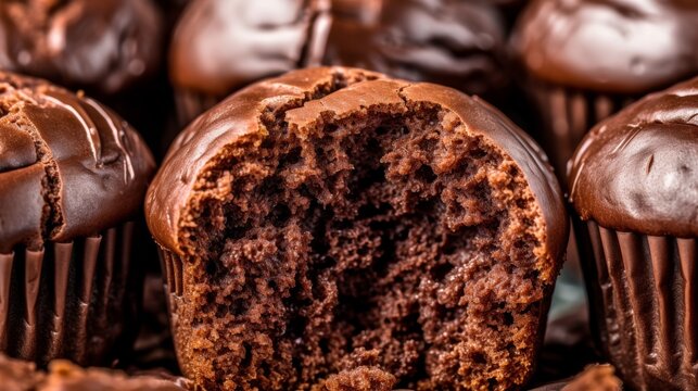 Close Up of Delicious Chocolate Muffins
