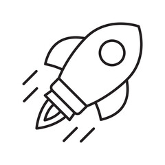 Rocket line icon. Rocket launch icon. Flying rocket icon.