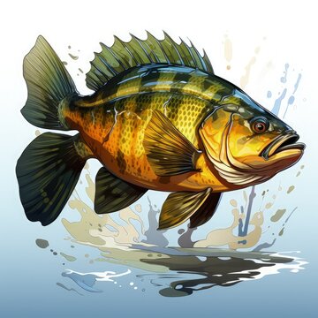 recommend clip art: Minimalistic Stick Drawing of Crappie Fish in Line Art Style