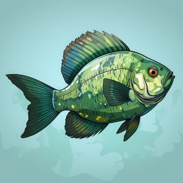 recommend clip art: Minimalistic Stick Drawing of Crappie Fish in Line Art Style