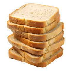 Stacked bread slices Isolated white background