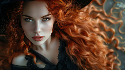 Fototapeta premium Enchanting Witch in Autumn Forest