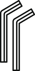 Simple vector icon of two plastic drinking straws bent at the top, ready to enjoy a refreshing beverage