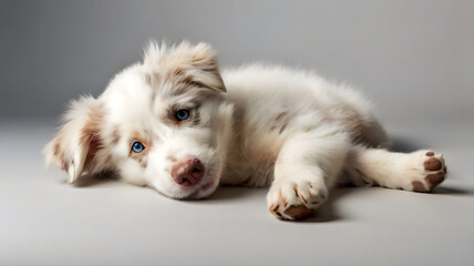 Studio Portrait of an Australian Shepherd puppy