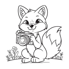 Coloring Page Fox Photographer