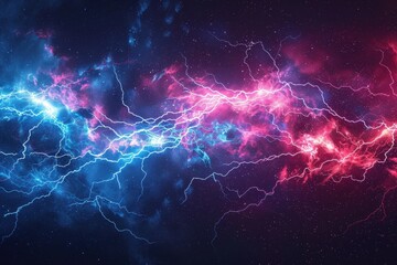 A bright blue and red lightning bolt in space