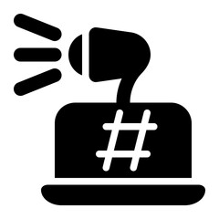 hashtag, social media, topics, metadata, digital marketing solid or glyph icon