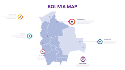 Obraz premium A map of the Bolivia. Bolivia infographic vector illustration with data and country information