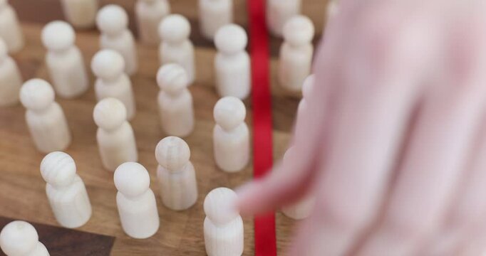 People were divided into two groups red line