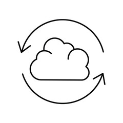 cloud computing line icon with white background vector stock illustration