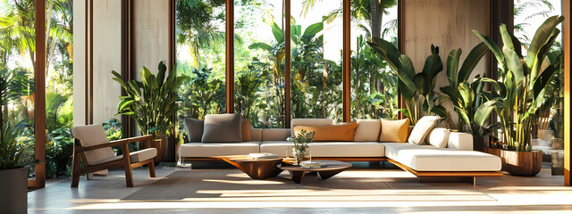 Fototapeta premium Modern Jungle Retreat