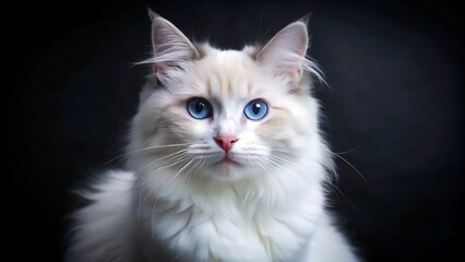 Fototapeta premium Beautiful Young Purebred Ragdoll Cat With Blue Eyes