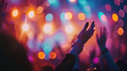 Fototapeta premium Concert Crowd Under Stage Lights