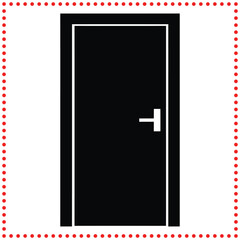 Monochrome Vector Icon of a Closed Door Silhouette in Minimalist Style