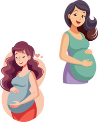 Beautiful pregnant woman holding her belly