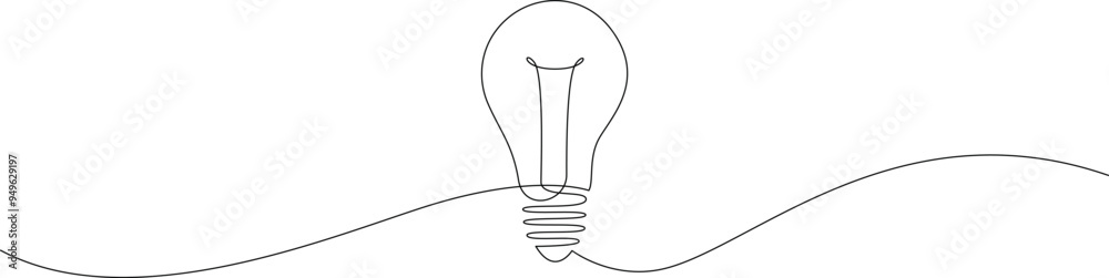 Wall mural light bulb continuous one line drawing. single line vector illustration with editable stroke.