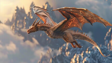 Obraz premium fantasy dragon flying wallpaper