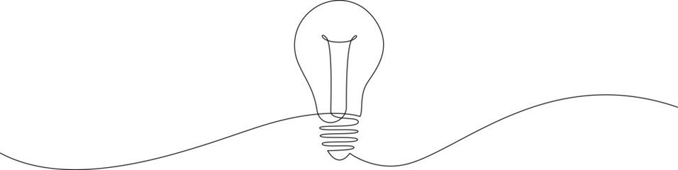 Light bulb continuous one line drawing. Single line vector illustration with editable stroke.