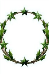 Naklejka premium Green Star and Holly Wreath