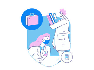 Medical characters fighting the epidemic flat vector concept operation hand drawn illustration
