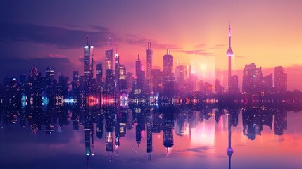 Fototapeta premium futuristic city skyline wallpaper