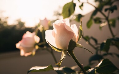 Rosebud in Sunlight Unfurling for a Romantic Valentine Background