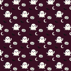 Naklejka premium Patterns with Cute Ghosts