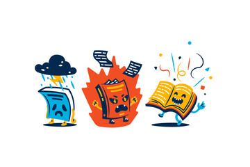 Book characters with different emotions
