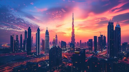 Fototapeta premium future city skyline wallpaper