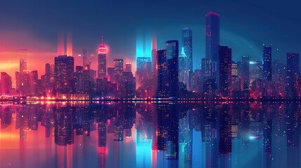 Fototapeta premium future city skyline wallpaper