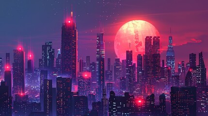 Fototapeta premium future city skyline wallpaper