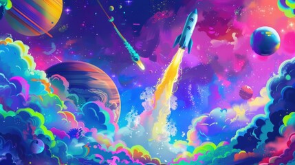 A Cosmic Journey with a Rocket and Planets
