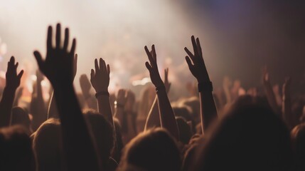 Crowd with raised hands at a concert