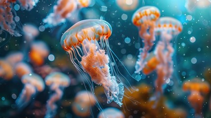 Obraz premium Glowing jellyfish wallpaper