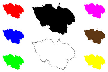 Regen district (Federal Republic of Germany, rural district Lower Bavaria, Free State of Bavaria) map vector illustration, scribble sketch Regen map