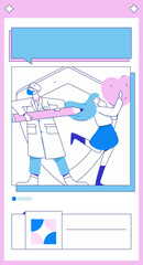 Medical characters fighting the epidemic flat vector concept operation hand drawn illustration
