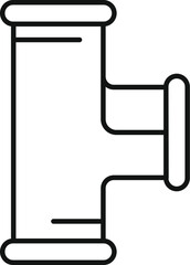 Plumbing pipe connecting element with side connection icon, outline style