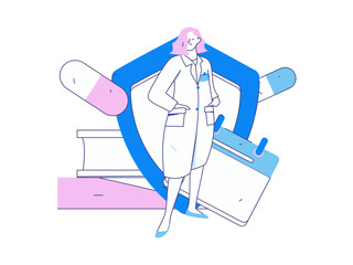 Medical characters fighting the epidemic flat vector concept operation hand drawn illustration
