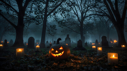 spooky halloween pumpkin, ai generated