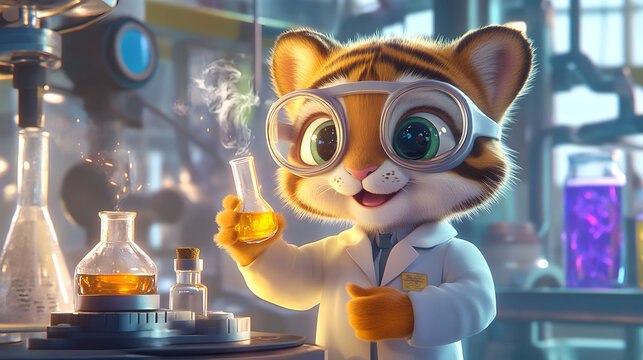 3D cartoon Tiger Cub&rsquo;s Secret Lab Adventure