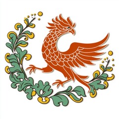 Phoenix Bird with Floral Design