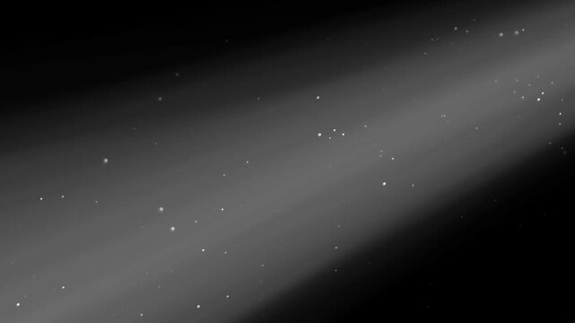 Serene and captivating monochrome depicting a beam of light cutting through a black background. The grayscale tones add a dramatic and contemplative mood. 4K and Seamless loop