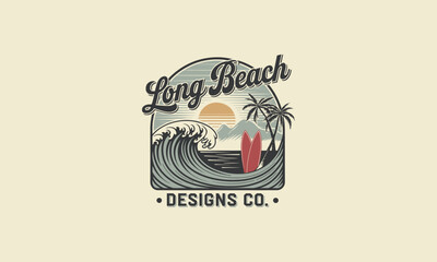 Fototapeta premium logo design of a long beach vector illustration flat design template