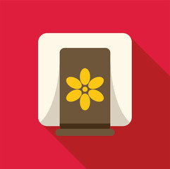 Square air freshener releasing a pleasant smell in a colorful flat design