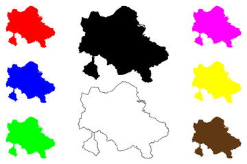 Fototapeta premium Recklinghausen district (Federal Republic of Germany, State of North Rhine-Westphalia, NRW, Munster region) map vector illustration, scribble sketch Recklinghausen map