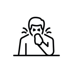 Black line icon for sneezing
