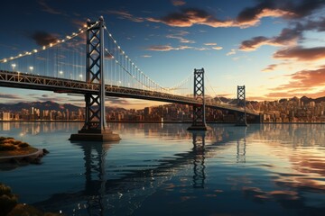 Fototapeta premium An expansive bridge spanning a beautiful bay